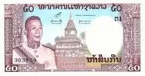Laos 50 Kip - Rey Savang Vatthana - Pagoda - 1963