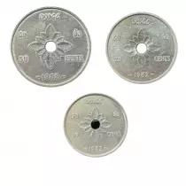 Laos Set of 3 Coins - 1952