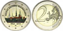 Latvia 2 Euros - Riga european capital of culture - Colorised - 2014