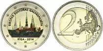 Latvia 2 Euros - Riga european capital of culture - Colorised - 2014