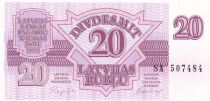 Latvia 20 roubles - Symmetrical design - 1992 - Serial SA