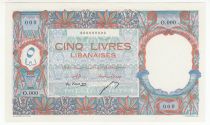 Lebanon 5 Pounds 1945- Specimen - P.49 aUNC