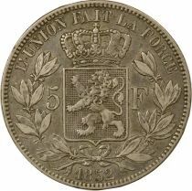 Leopold I - 5 Silver Francs, Bare Head - 1849 Bussels