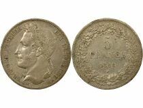 Leopold I - 5 Silver Francs, Laureate Head - 1848 Bussels
