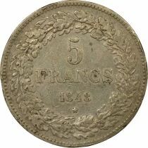 Leopold I - 5 Silver Francs, Laureate Head - 1848 Bussels