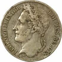 Leopold I - 5 Silver Francs, Laureate Head - 1849 Bussels