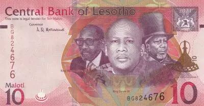 Lesotho 10 Maloti - Moshoeshoe II, Letsie III et Moshoeshoe I - 2021 - S�rie BG
