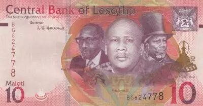 Lesotho 10 Maloti - Moshoeshoe II, Letsie III et Moshoeshoe I - 2021 - S�rie BG