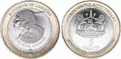 Lesotho 5 Maloti - 50�me Ann de l\'ind�pendance - Bimetal -  2016
