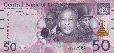 Lesotho 50 Maloti - Kings - Horses - 2021 - P.NEW