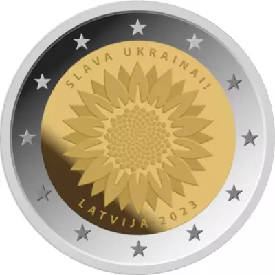 Letonia 2 Euros Commemo. UNC 2023 - Sunflower (Slava Ukrainai!)