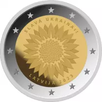 Lettland 2 Euros Commemo. UNC 2023 - Sunflower (Slava Ukrainai!)