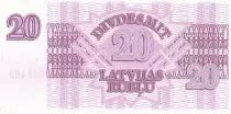 Lettland 20 roubles - Symmetrical design - 1992 - Serial SA
