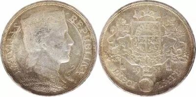 Lettland 5 Lati Milda - 1931 Silver