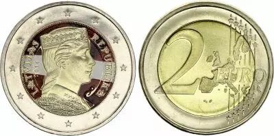 Lettonia 2 Euros - Latvian woman - Colorised - 2014