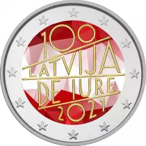 Lettonia 2 Euros Commemoration. Latvia 2021 - 100 years of the de jure recognition of the Republic of Latvia.