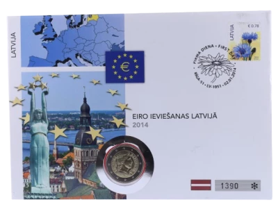 Lettonie 2 Euros - 2014 - Sous blister avec enveloppe