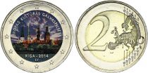 Lettonie 2 Euros - Riga capitalie européenne de la culture - Colorisée - 2014