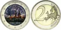 Lettonie 2 Euros - Riga capitalie européenne de la culture - Colorisée - 2014