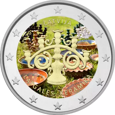 Lettonie 2 Euros Comm�mo. 2020 - C�ramique lettone - couleur