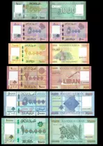 L�bano Series 6 Lebanese banknotes - 1000 5000 10000 20000 50000 100000 Livres - 2014/2021