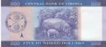 Liberia 500 Dollars - Designers of Liberia Flag - Hippopotamus -- 2022