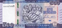 Liberia 500 Dollars - Drapeau - Hippopotames - 2022 - Série AA