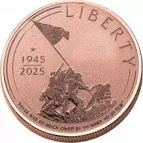 Liberia Liberty 1945-2025 - 1 Dollar 2025 5 oz Copper - 80 years of end of WWII