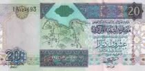 Libya 20 Dinars - Map of Libya  - Muammar Qaddafi & OAU members - ND (2002) - P.67a