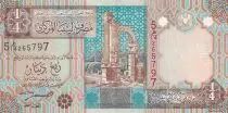 Libyen 1/4 Dinar -  Ruins - Fortress with palm trees - 2002 - P.62a