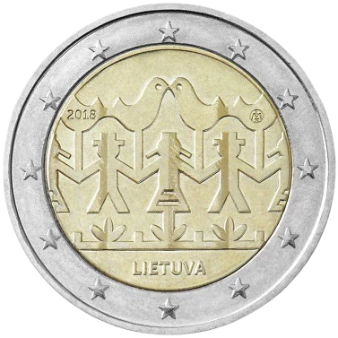 Litauen 2 Euros Comm�mo. Lithuania 2018 - Lithuanian Songs and Dances