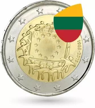 Lituanie 2 Euros Comm�mo. LITUANIE 2015 - 30 ans du drapeau europ�en