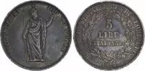 Lombardia-Venicia 5 Lire Laurel Wreath - Italia - 1848