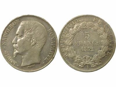 Louis Napoleon Bonaparte - 5 Silver Francs - 1852 A Paris