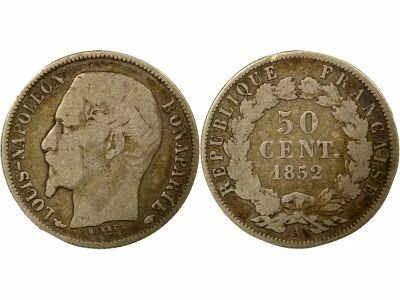 Louis Napoleon Bonaparte - 50 Silver Centimes - 1852 A Paris
