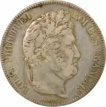 Louis Philippe - 5 Silver Francs, Raised Lettering - 1833 T Nantes