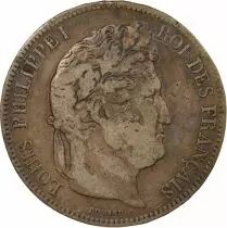 Louis Philippe - 5 Silver Francs, Raised Lettering - 1834 MA Marseille