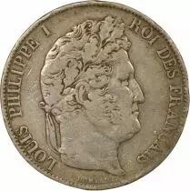 Louis Philippe - 5 Silver Francs, Raised Lettering - 1845 K Bordeaux