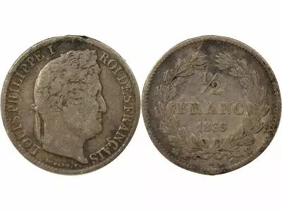 Louis Philippe I - 1/2 Silver Franc - 1839 B Rouen