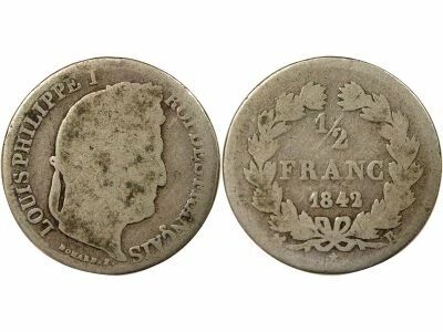 Louis Philippe I - 1/2 Silver Franc - 1842 B Rouen