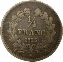 Louis Philippe I - 1/4 Silver Franc - 1833 A Paris
