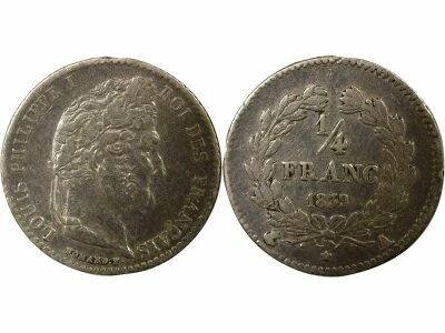 Louis Philippe I - 1/4 Silver Franc - 1839 A Paris