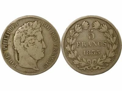 Louis-Philippe I - 5 Silver Francs, Domard - 1833 MA Marseille