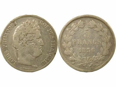 Louis-Philippe I - 5 Silver Francs, Domard - 1836 K Bordeaux