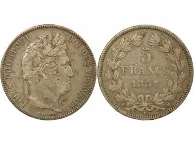Louis-Philippe I - 5 Silver Francs, Domard - 1837 K Bordeaux