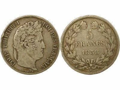 Louis-Philippe I - 5 Silver Francs, Domard - 1838 K Bordeaux