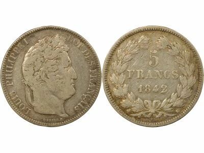 Louis-Philippe I - 5 Silver Francs, Domard - 1842 K Bordeaux