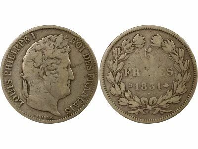 Louis-Philippe I - 5 Silver Francs, Domard, Incused Edge - 1831 D Lyon