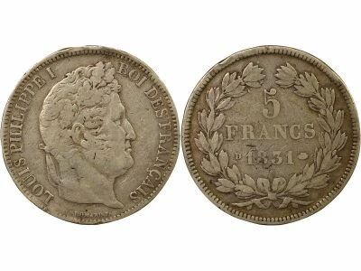 Louis-Philippe I - 5 Silver Francs, Domard, Raised Edge - 1831 D Lyon