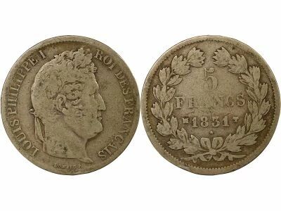 Louis-Philippe I - 5 Silver Francs, Domard, Raised Edge - 1831 MA Marseille